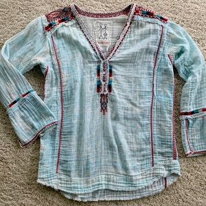 Johnny Was Moby embroidered gauze Tunic